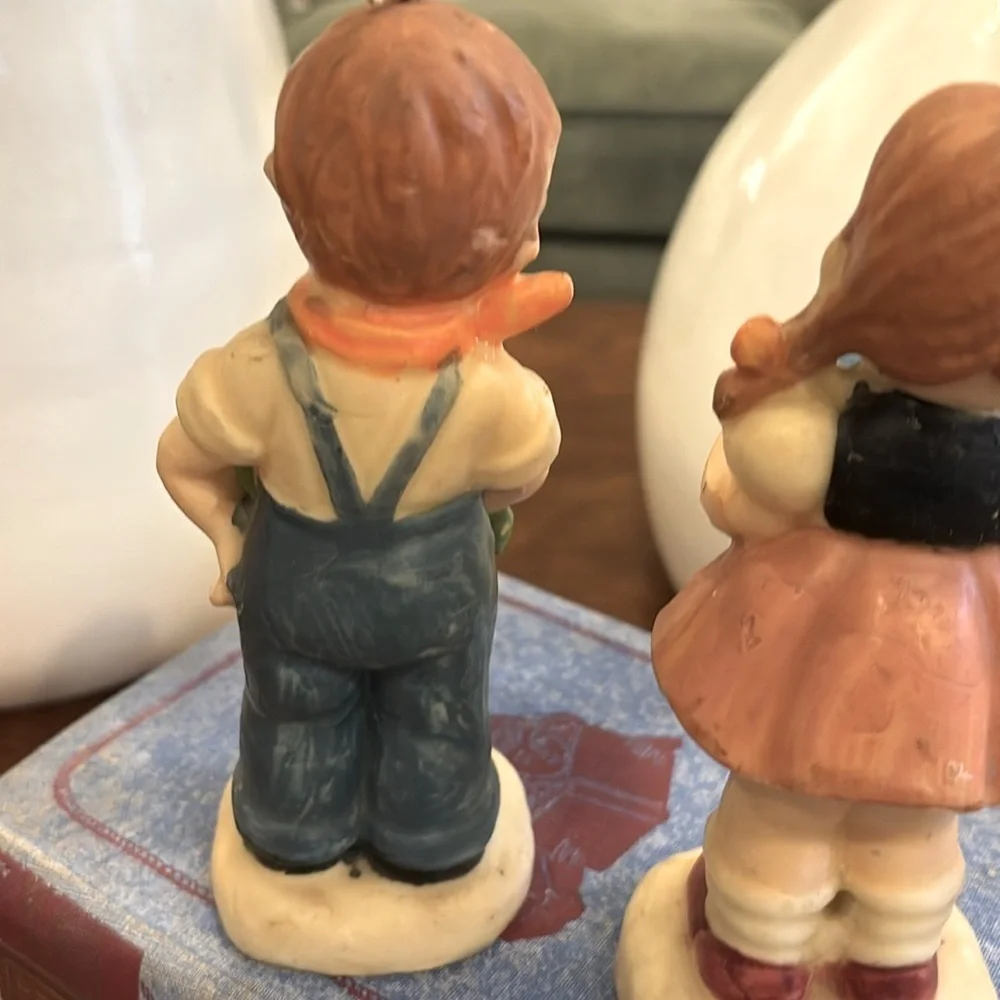 Vintage Boy | Girl Candle Figurines 6”T Never Used. Hand painted | Unique 50s